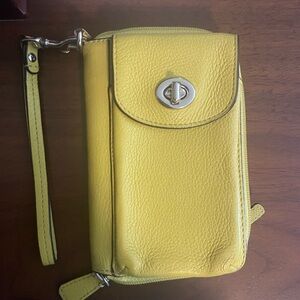 Vintage Coach Yellow Leather Wristlet Wallet